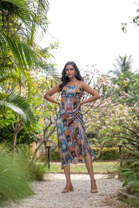 Mystical Mughal Cocktail Muticoloured Dress-S