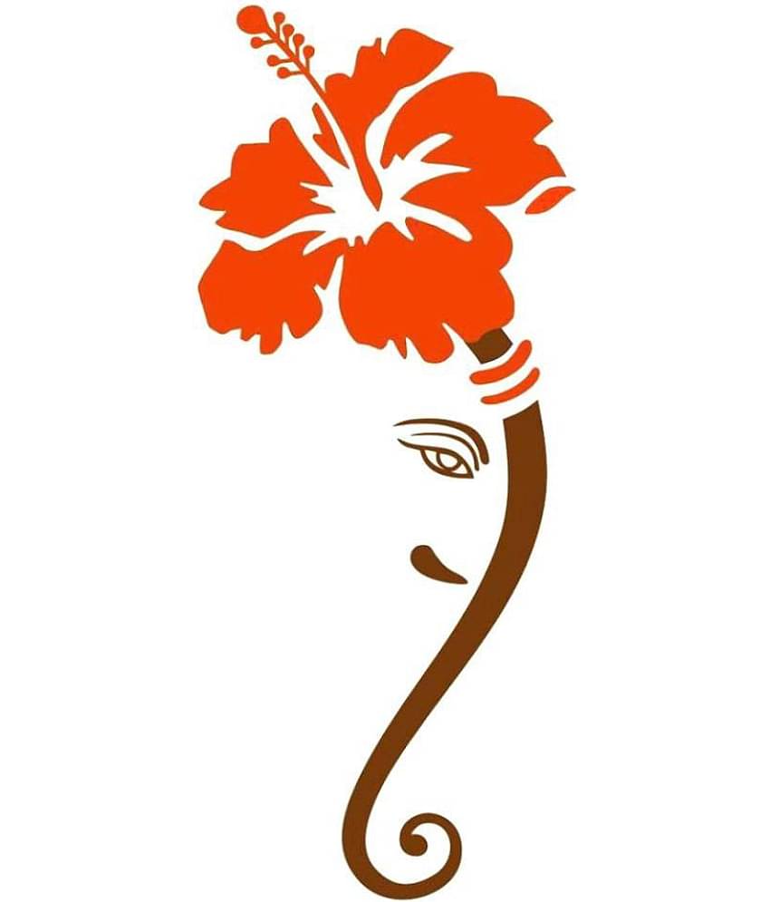 Print Mantras God Ganesha Flower Religious & Inspirational Sticker ( 45 x 20 cms )