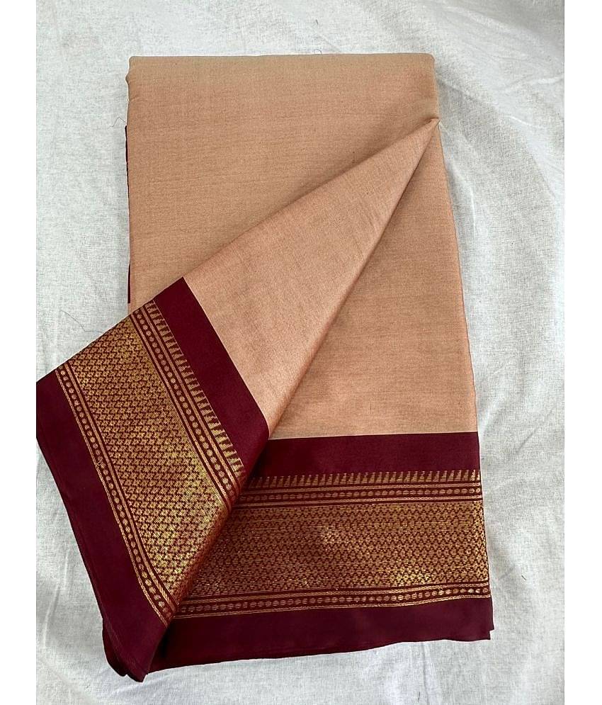 Apnisha Cotton Silk Embellished Saree With Unstitched Blouse Piece ( Peach )