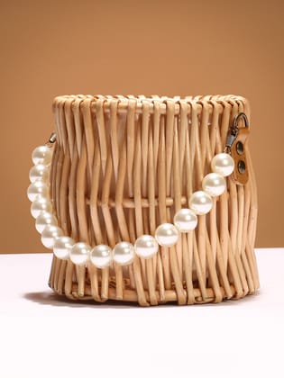 The Rattan Hand Bag - Khaki Brown-Hand Bag