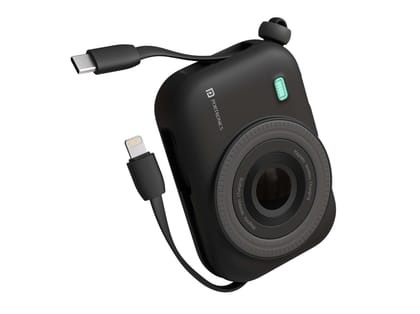 Portronics Power Shutter 15W Wireless Charging, 22.5W Type C PD Output, In Built Type C & 8 Pin Cable, LED Display - Black