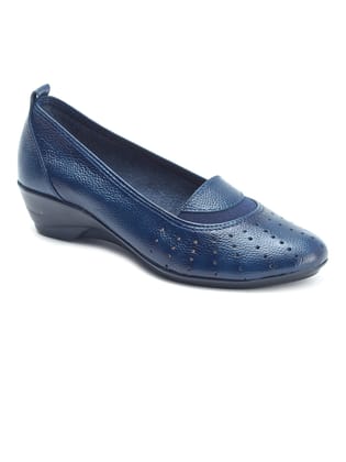 Delco Wedge Heel Leather Belly-37 / N.Blue