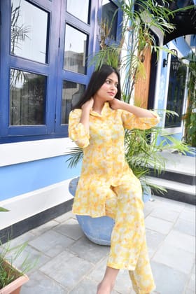 Yellow n White Floral Co-ord set : Playful and Breezy Yellow n White Floral Co-ord set : Playful and Breezy