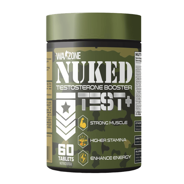 Warzone Nutrition I Nuked Testosterone Booster Test+ I Strong Muscle I Higher Stamina I Enhance Energy I Nutraceutical I 60 Tablets