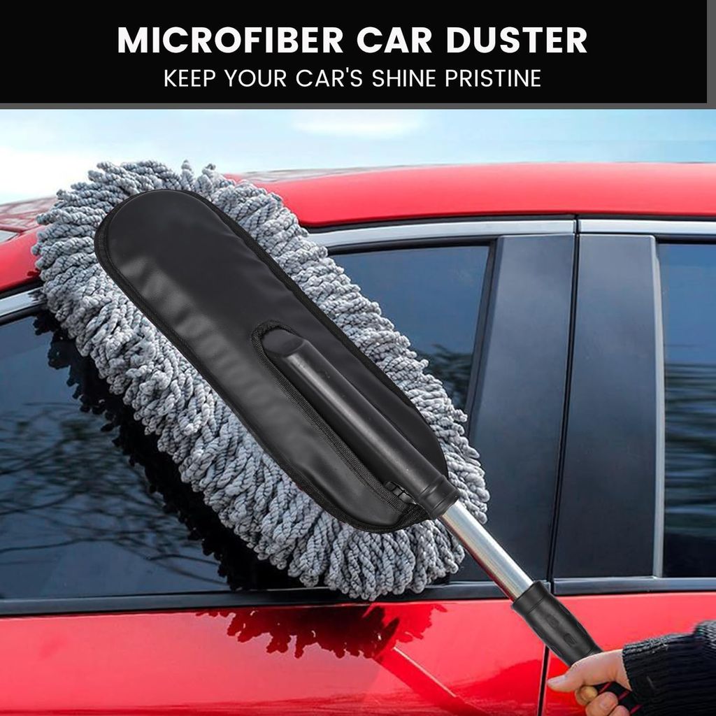 Long Handle Car wash mop duster car brush car duster car mop dust sweeping telescopic handle soft bristle wax brush.