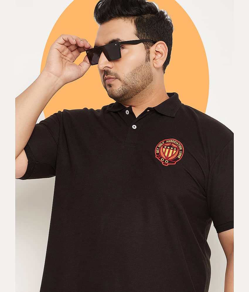 GET GOLF Pack of 1 Cotton Blend Regular Fit Solid Half Sleeves Men's Polo T Shirt ( Black )