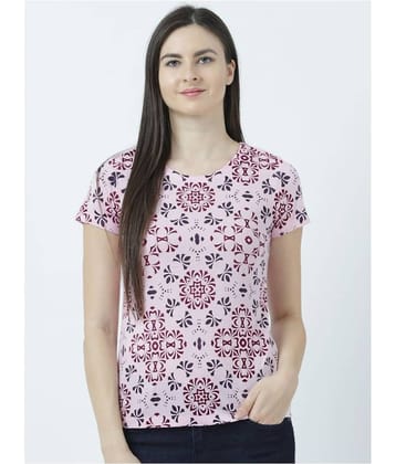 Huetrap Women Cotton Regular Fit Round Neck T-Shirt ( Pink )