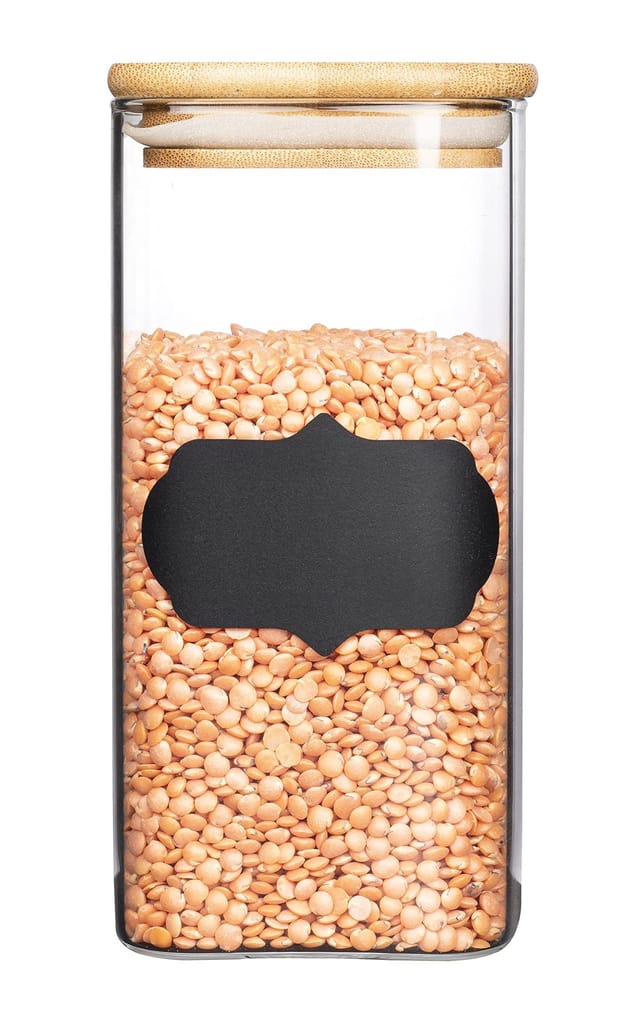 Femora Borosilicate Glass Bamboo Lid Air Tight Jar - 700 ML