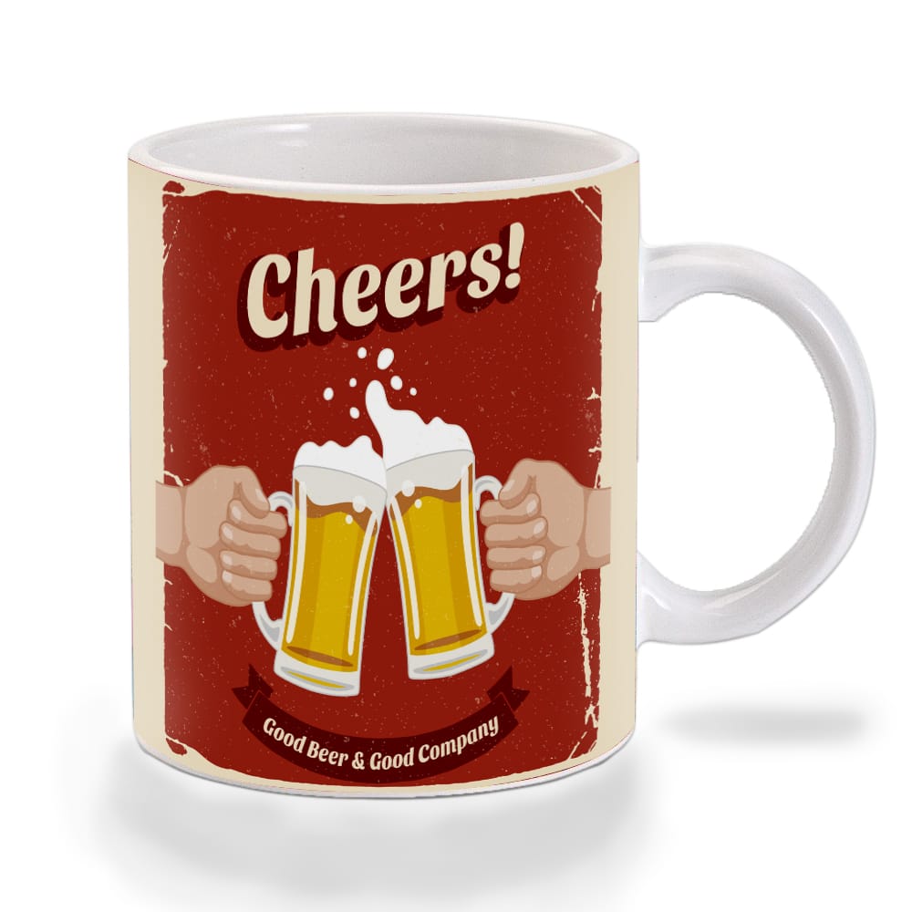 Multicolor Cheers Good Beer And Good Company Ceramic Mug