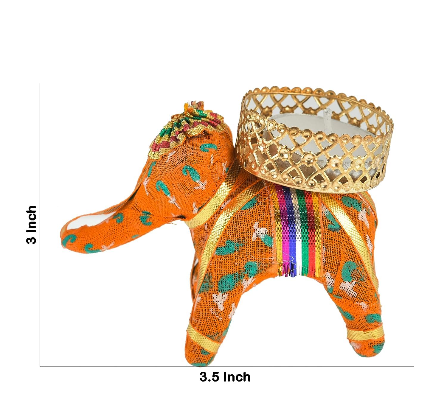 Handmade Elephant Tealight Holder (Multicolour) ( 1 Pcs )