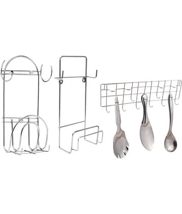 OC9 Silver Stainless Steel Wall mount Stand ( Pack of 3 )