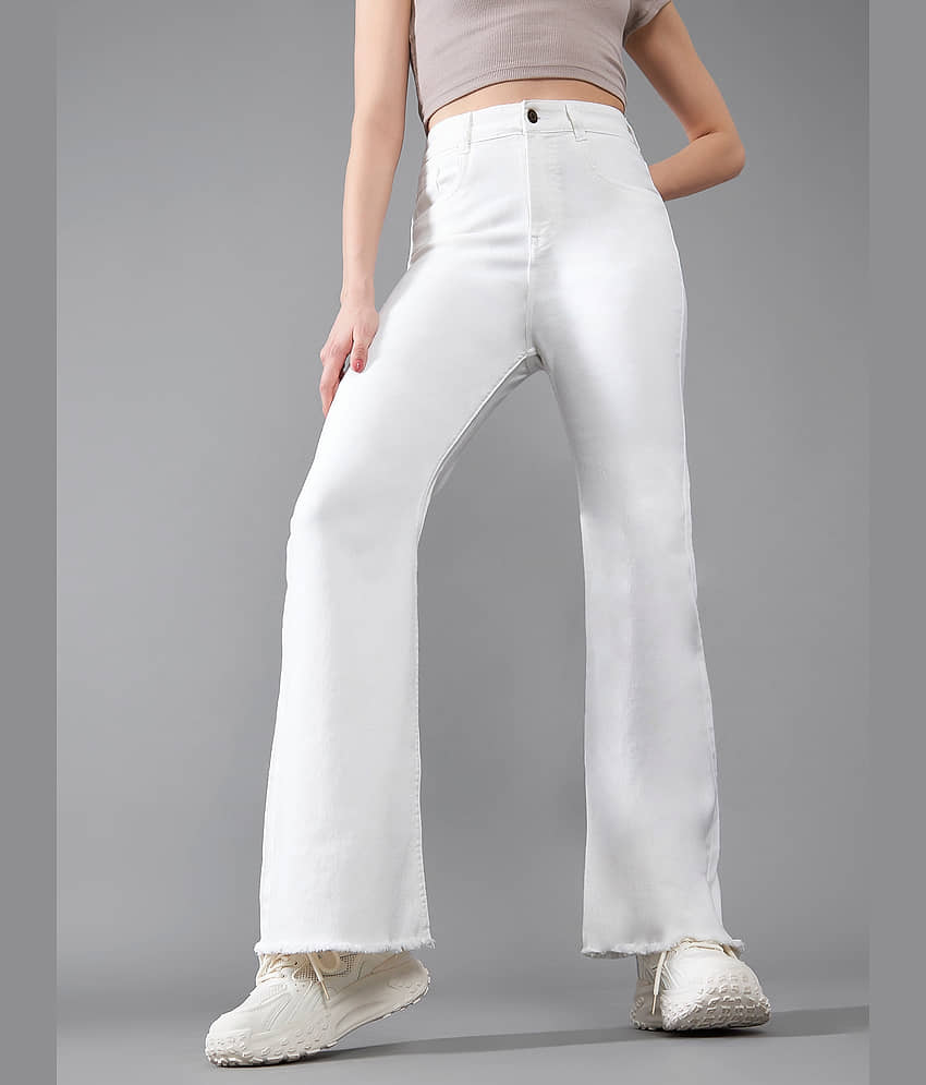 Dolce Crudo - White Denim Bootcut Women's Jeans ( Pack of 1 )