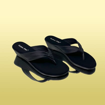 Black Knotted Wedge Sandals-Black / 36