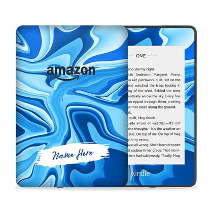 Blue Wawes Custom Name Skin For Kindle