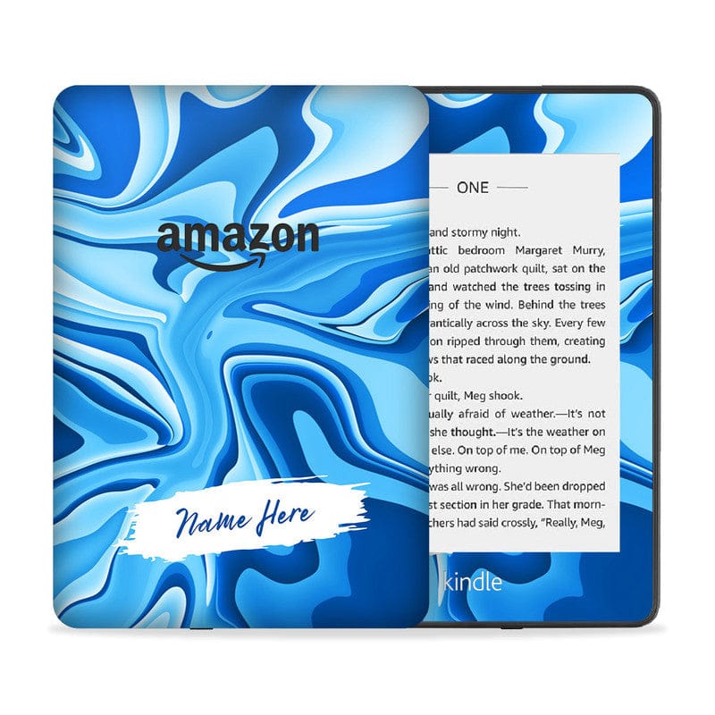 Blue Wawes Custom Name Skin For Kindle