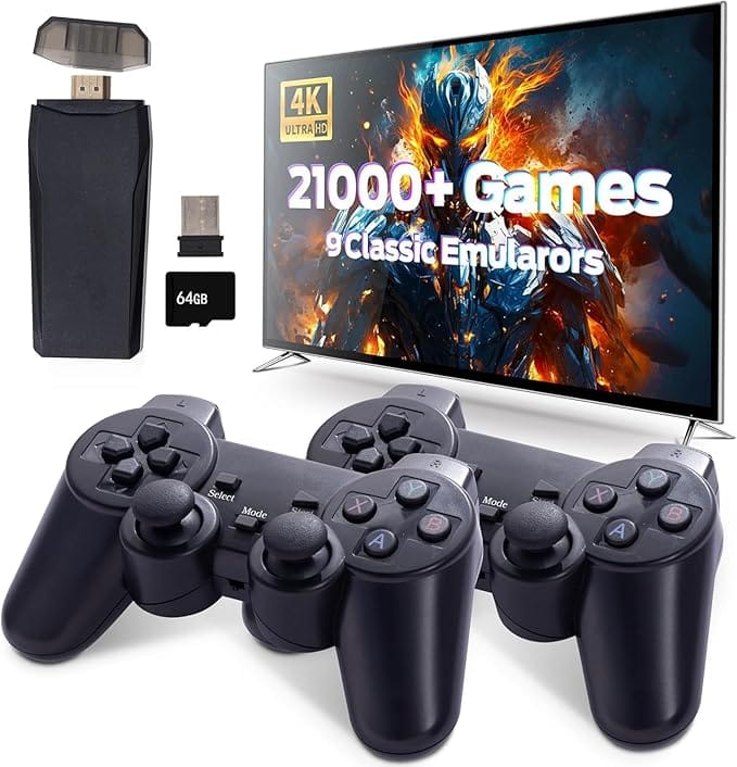 SMARTCAM Plug & Play Wireless Video Game 16 Bit TV Game Video Console Handheld Game Console Support 2 Players (Retro Built-in Games HD Quality) (Black)