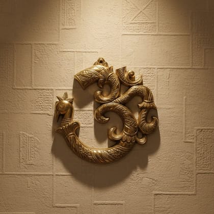 Brass Om Wall Decor | Vastu Hanging | Mandir Decor, Height : 8 Inch (FMAS786 E)