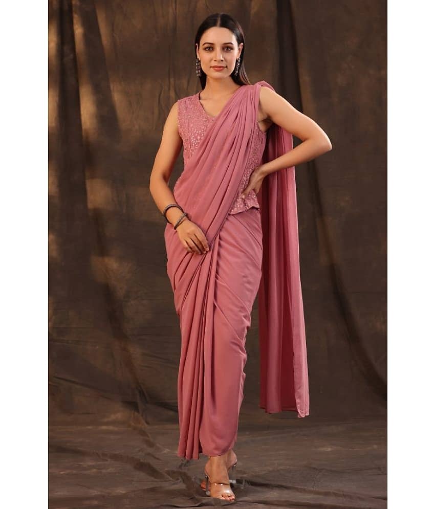 Juniper Women Georgette Printed Gown ( Rose Gold )