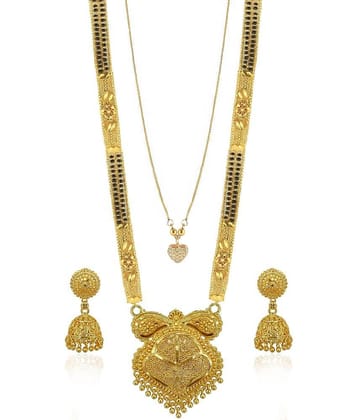 MGSV Jewellery Traditional Necklace Pendant Hand Meena 30inch Long and 18inch short  Mangalsutra/Tanmaniya/nallapusalu/Black Beads For Women and Girls Brass, Alloy Mangalsutra