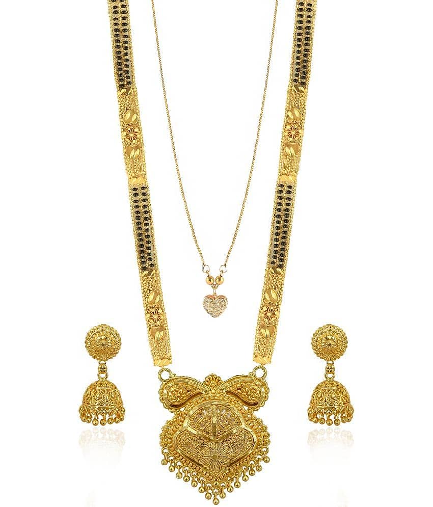 MGSV Jewellery Traditional Necklace Pendant Hand Meena 30inch Long and 18inch short  Mangalsutra/Tanmaniya/nallapusalu/Black Beads For Women and Girls Brass, Alloy Mangalsutra