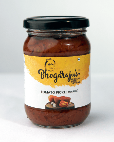 Bhogarajus Tomato Pickle (Garlic) - 300 grams (Food Grade Pouch)