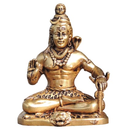 Pure Brass Shiva Statue | Religious Pooja Decor, Height : 4 Inch (BSMAS1734 E)
