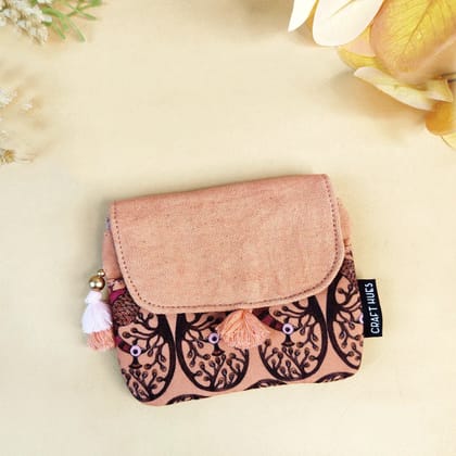 MINI FLAP WALLET- GOND PEACH PEACOCK