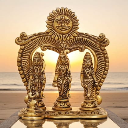 Brass Ram Darbar God Idol | Spiritual Murti for Home Temple, Height : 5.5 Inch (BSMAS1394 F)