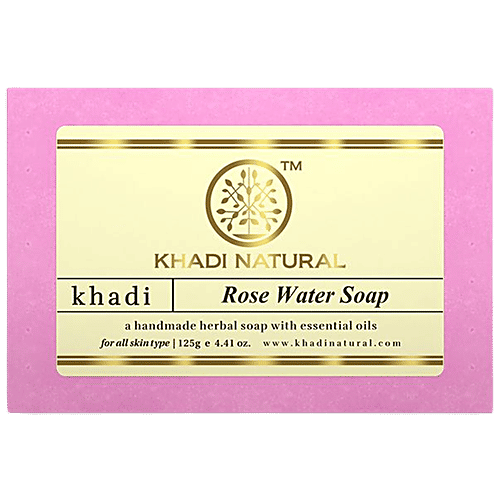 Khadi Natural Rose Water Handmade Herbal Soap, with Essential Oils, For All Skin Types, 125 g