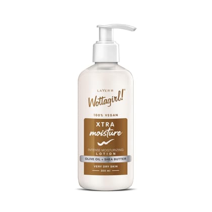 LAYER'R Wottagirl XTRA MOISTURE LOTION Moisturizing Body Lotion with Olive Oil and Shea Butter Non Greasy for All Skin Types (for Women - 300ml)