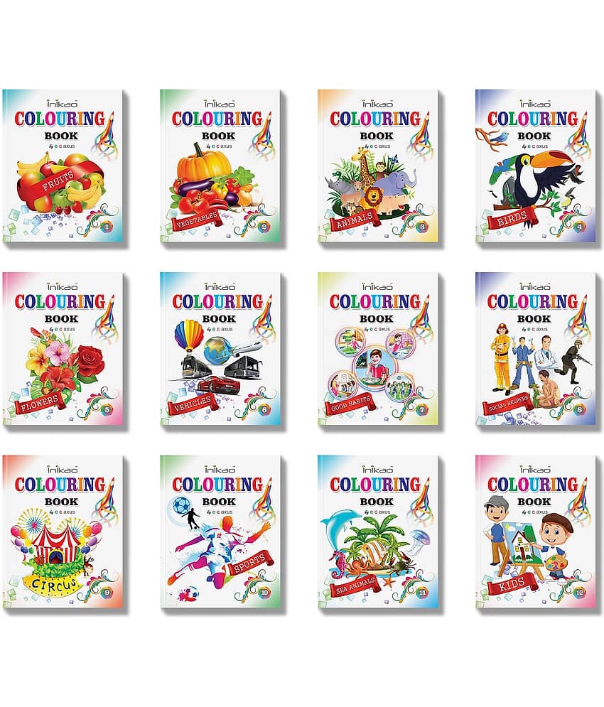 Colouring Books Set of 12 By Inikao