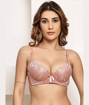 PrettyCat Pack of 1 Lace Heavily Padded T-Shirt Bra For Women ( Brown )