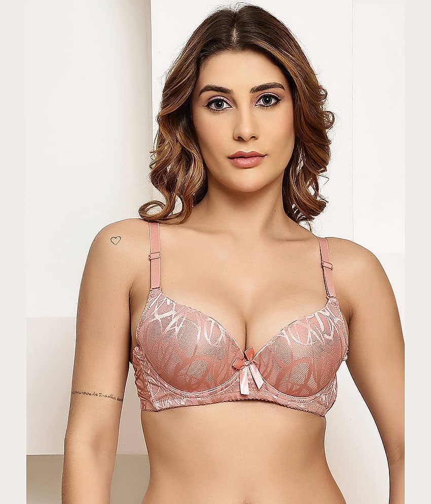 PrettyCat Pack of 1 Lace Heavily Padded T-Shirt Bra For Women ( Brown )