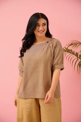 Brown Stripes Cotton Co-ord Set Brown Stripes Cotton Co-ord Set