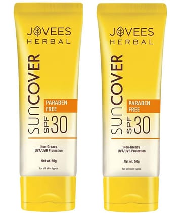 Jovees Herbal Sandalwood Natural Sun Cover SPF 30 UVA/UVB Protection, 50gm (Pack of 2)