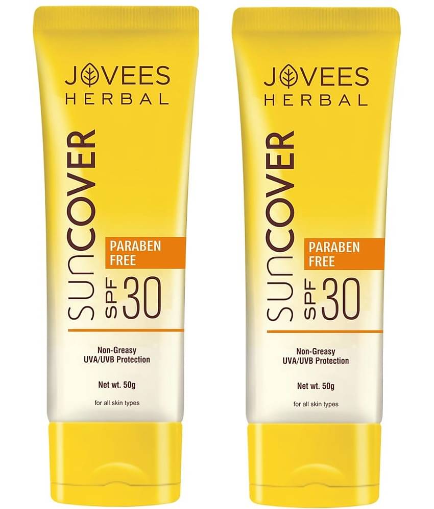 Jovees Herbal Sandalwood Natural Sun Cover SPF 30 UVA/UVB Protection, 50gm (Pack of 2)
