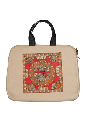 Tisser Madhubani(Fish) laptop bag Size-16x15