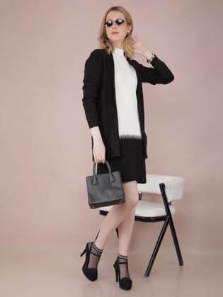 Black Jacquard Long Length Shrug-L / Black