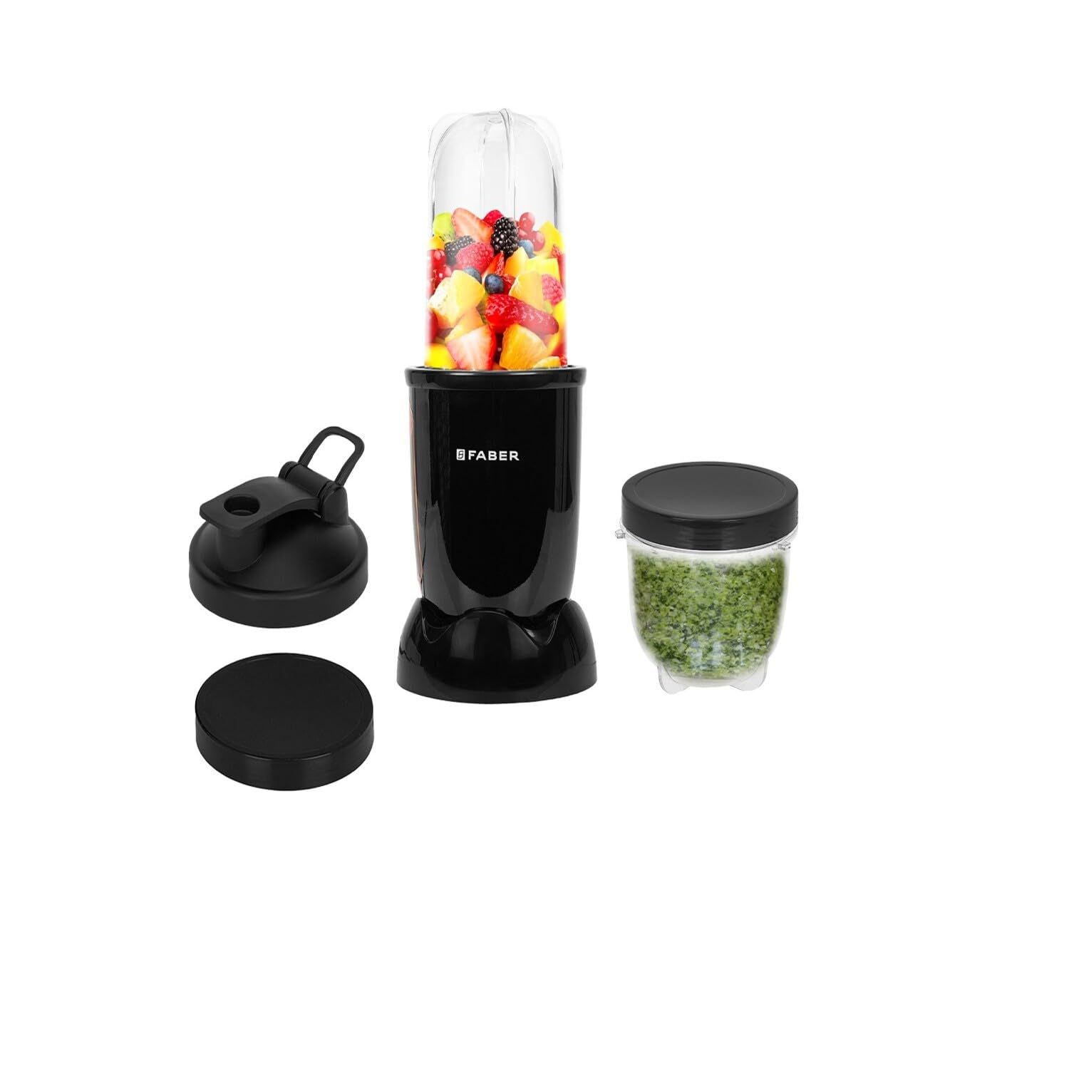 Faber Sportz 2-in-1 Nutrifit Nero Blender Mixer Grinder - 400W, 100% Copper Motor, Detachable SS Blade, 500ML & 300ML Jars, Wet & Dry Grinding, Smoothie Maker, 2 Year Warranty Faber Sportz 2-in-1 Nutrifit Nero Blender Mixer Grinder - 400W, 100% Copper Mo