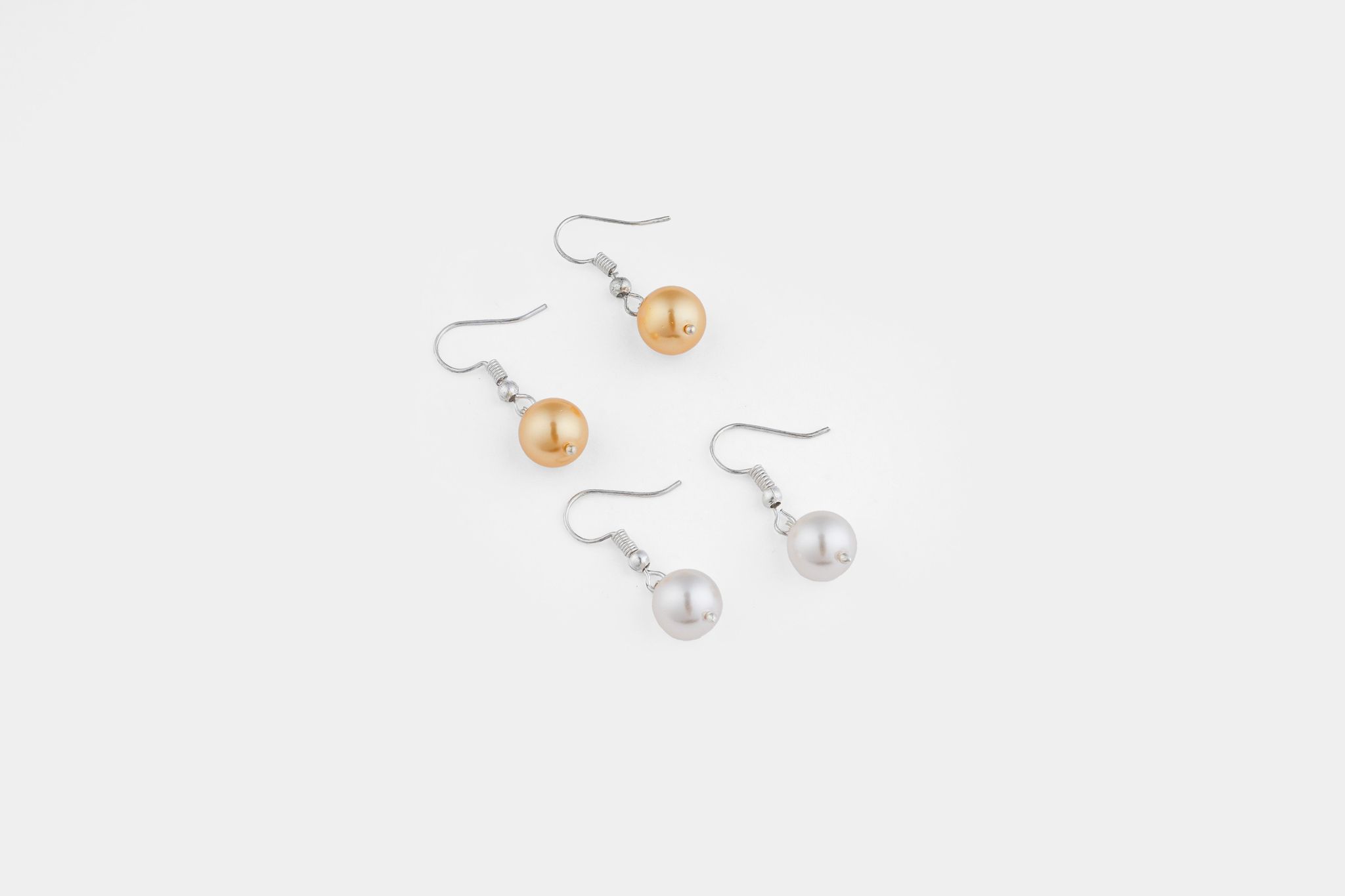Golden And Beige Pearls Combo Earring Set