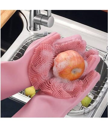 Buyerzone Rubber Medium Cleaning Glove 1*Pair Silicon Glows