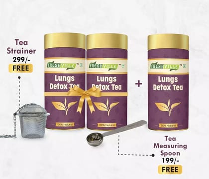 Freshville Lungs Detox Tea | Pure & Natural | Helps In Detoxify the Lungs | Moringa, Rose Petals, Peppermint, Lemongrass, Hibiscus, Cinnamon, Mulethi, Tulsi, Fenugreek, Ginger, Green Tea (100