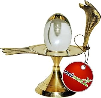 REAL SEED Sphatik Shivling A++ Quality with Pure Brass Naag Jalahari