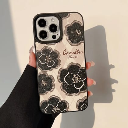 Retro Flower Floral PU Leather iPhone Soft Silicone Case-iPhone 13 Pro Max / iPhone 12 Pro Max