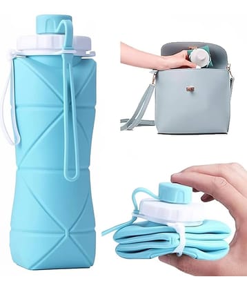 Dust N Shine  Folding Silicone Sports Bottle – 600ml Collapsible Cup for Hiking, Running, Camping & Cycling – Portable & Easy to Store (MultiColor) (Pack Of 1)