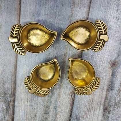 Brass Antique Mango Diya - Pair - 1 inch Height | Vintage Charm Brass Antique Mango Diya - Pair - 1 inch Height | Vintage Charm