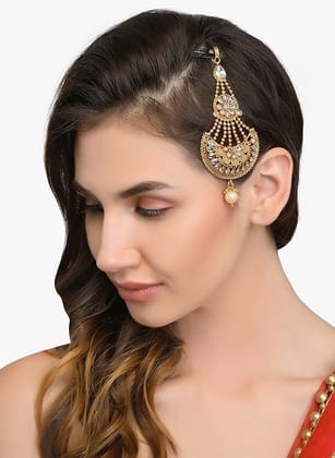 Gold Plated Traditional Kundan Jhoomar Passa for Girls and W