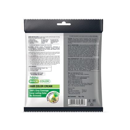 Nisha Quick Color 10 Minutes Creme Hair Colour Natural Black 30g Pack of 10, Ammonia Free Permanent Hair Color
