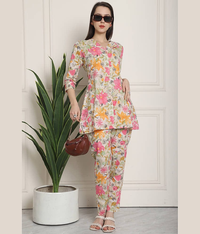 Rajnandini Women Printed Tunic With Trousers Co-Ord Set ( Multi Color )