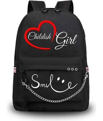 CLUCI 26 Ltrs Canvas Backpack *For Boys & Girls ( Black )